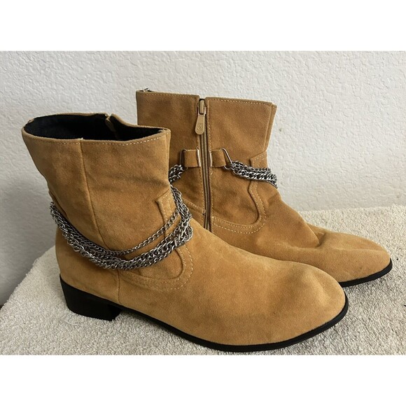Black and Street Handmade Men\'s 44 US 10 Wedge Leather Silver Chain Tassel Boots main image 9